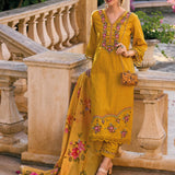 Israh Yellow Suit Set with Dupatta