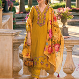 Israh Yellow Suit Set with Dupatta