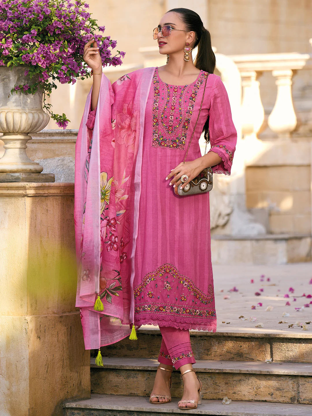 Mahira Pink Suit Set with Dupatta